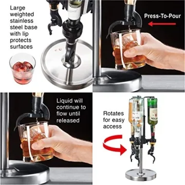 OGGI 3-Bottle Revolving Liquor Dispenser - Stainless Steel