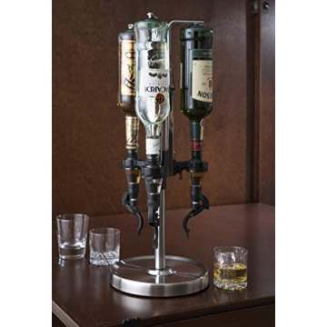 OGGI 3-Bottle Revolving Liquor Dispenser - Stainless Steel