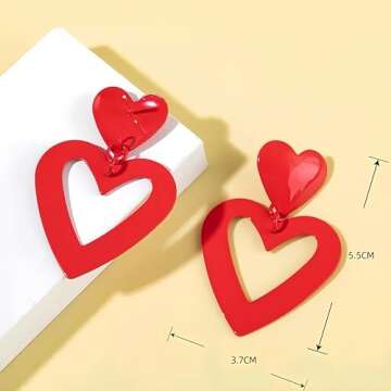 Heart Earrings For Women Barbie Dangling Heart Drop Dangle Earrings Candy-colored Lightweight Heart ...