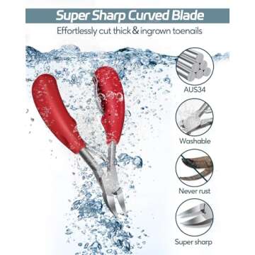 Podiatrist Professional Thick Toenail Clippers for Thick & Ingrown Nails, Wide Jaw Opening Nail Clip...