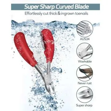 Podiatrist Professional Thick Toenail Clippers for Thick & Ingrown Nails, Wide Jaw Opening Nail Clip...