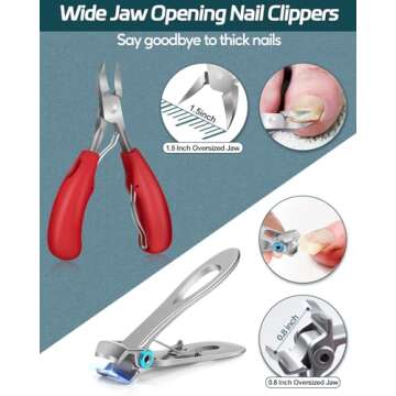 Podiatrist Professional Thick Toenail Clippers for Thick & Ingrown Nails, Wide Jaw Opening Nail Clippers Set for Ingrown Manicure, Pedicure, Men, Women, Seniors