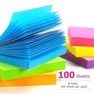 Early Buy Bright Sticky Notes 6 Pads 3x3 in, 600 Sheets Total