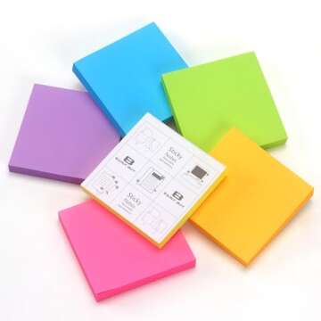 Early Buy Sticky Notes 6 Bright Color 6 Pads Self-Stick Notes 3 in x 3 in, 100 Sheets/Pad