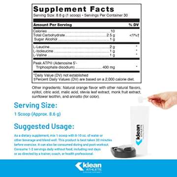 Klean ATHLETE Klean BCAA + Peak ATP | Amino Acid Supplement for Muscle Building, Workout Recovery, a...