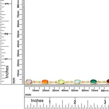 Gem Stone King 10 Inch Multi-Color Crystal and Gold Plated Brass Anklet Bracelet for Women