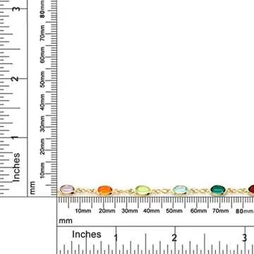 Gem Stone King 10 Inch Multi-Color Crystal and Gold Plated Brass Anklet Bracelet for Women