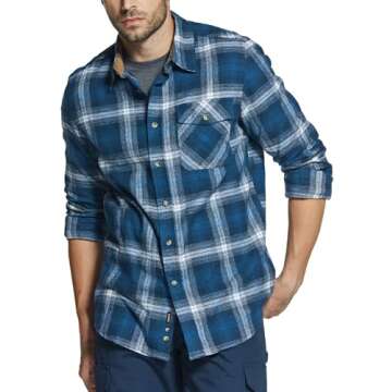 CQR Men's All Cotton Flannel Shirt, Long Sleeve Casual Button Down Plaid Shirt, Brushed Soft Outdoor...