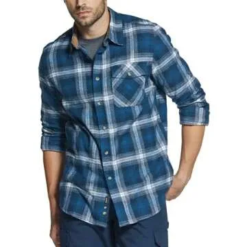 CQR Men's All Cotton Flannel Shirt, Long Sleeve Casual Button Down Plaid Shirt, Brushed Soft Outdoor...