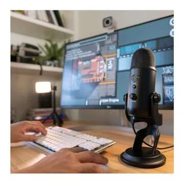 Blue Microphone Yeti USB Microphone (Blackout) Bundle with Studio Pop Filter and 4-Port USB 3.0 Hub Bundle- Blue Yeti Mic is ideal for Recording, Computer Gaming, Streaming, and Podcasts (3 Items)