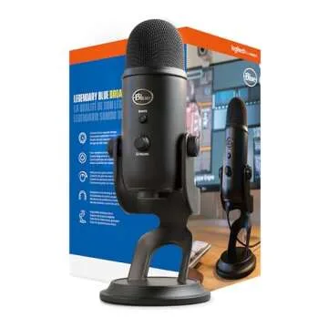 Blue Microphone Yeti USB Microphone (Blackout) Bundle with Studio Pop Filter and 4-Port USB 3.0 Hub Bundle- Blue Yeti Mic is ideal for Recording, Computer Gaming, Streaming, and Podcasts (3 Items)