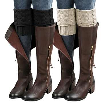 Loritta Womens Boot Socks Winter Warm Crochet Knitted Boot Cuffs Topper Socks Short Leg Warmers Gift...