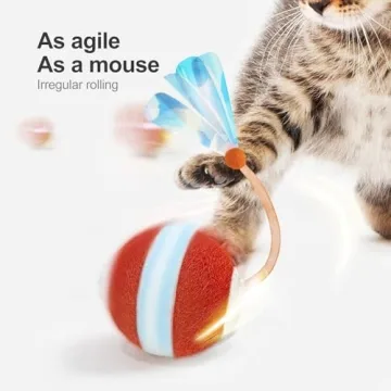 Jkanti Interactive Cat Toys Agile Moving Ball Elastic Tail