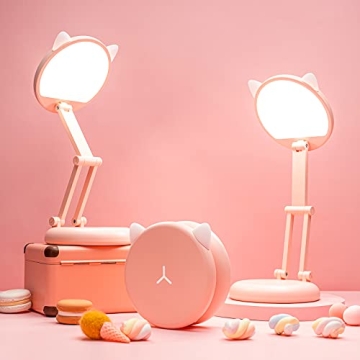 Cute Pink Desk Lamp Foldable Portable Rechargeable
