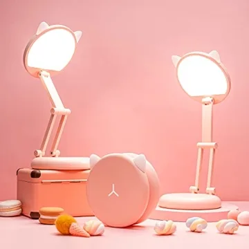 Cute Pink Desk Lamp Foldable Portable Rechargeable
