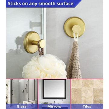 Suction Cup Hooks for Shower & Bathroom - 2-Pack