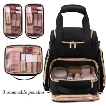 HBselect Large Makeup Cosmetic Bag with Removable Cases