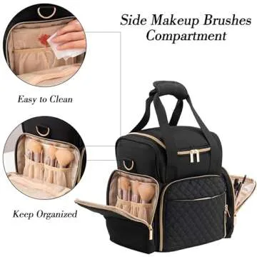 HBselect Large Makeup Cosmetic Bag with Removable Cases