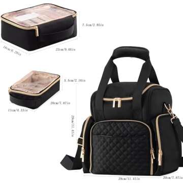 HBselect Large Makeup Cosmetic Bag with Removable Cases