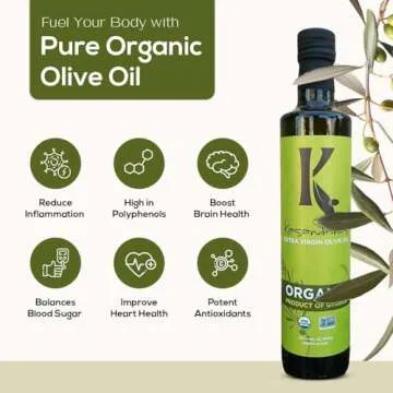 Kasandrinos Organic Olive Oil Extra Virgin, Polyphenol Rich Greek Olive Oil, 100% Organic First Cold Pressed, Mild + Delicate Flavor, Verified by Non GMO, 500 ml / 16.9 oz