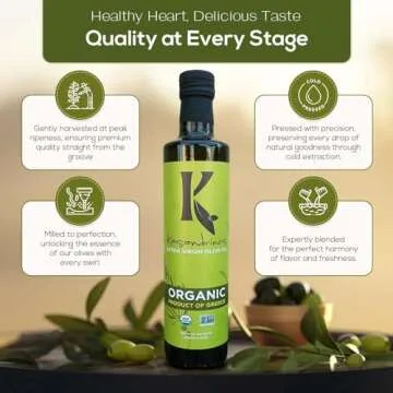 Kasandrinos Organic Olive Oil Extra Virgin, Polyphenol Rich Greek Olive Oil, 100% Organic First Cold Pressed, Mild + Delicate Flavor, Verified by Non GMO, 500 ml / 16.9 oz