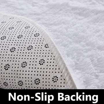 FJZFING White Round Rug Ultra-Soft Plush Modern 4x4 Circle Area Rug for Kid's Bedroom, Fluffy Shag Circular Rug for Nursery Room, Non-Slip Home Decor Cute White Carpet for Teen's Room