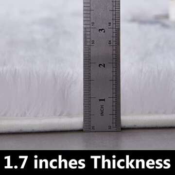 FJZFING White Round Rug Ultra-Soft Plush Modern 4x4 Circle Area Rug for Kid's Bedroom, Fluffy Shag Circular Rug for Nursery Room, Non-Slip Home Decor Cute White Carpet for Teen's Room