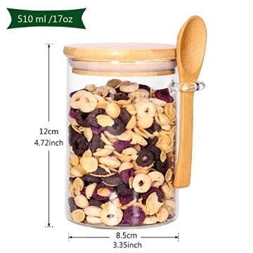 CZFWin Airtight Glass Jars with Bamboo Lids and Spoons
