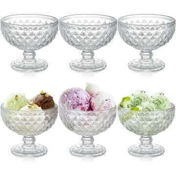 ZOOFOX Vintage Glass Dessert Bowl Set of 6