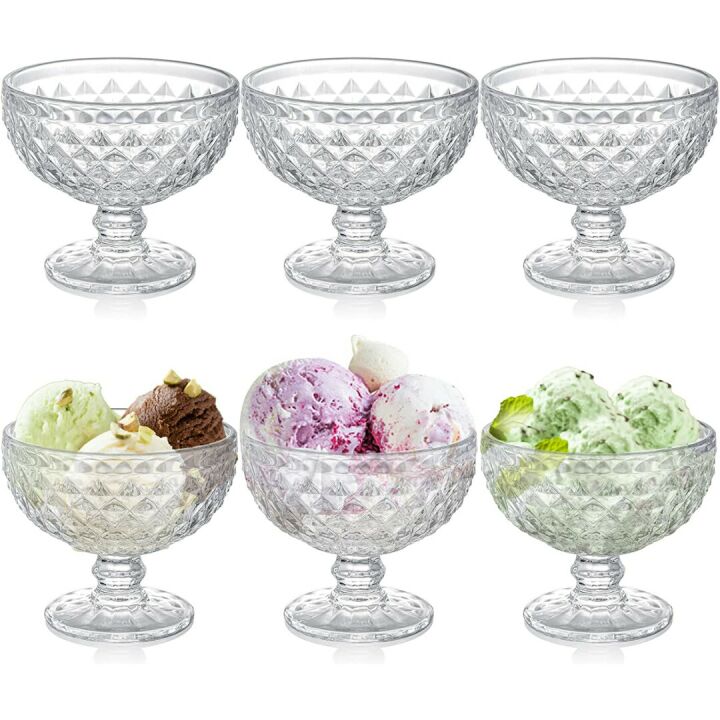 ZOOFOX Vintage Glass Dessert Bowl Set of 6