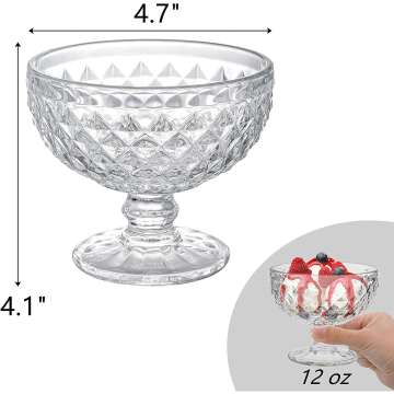 ZOOFOX Vintage Glass Dessert Bowl Set of 6