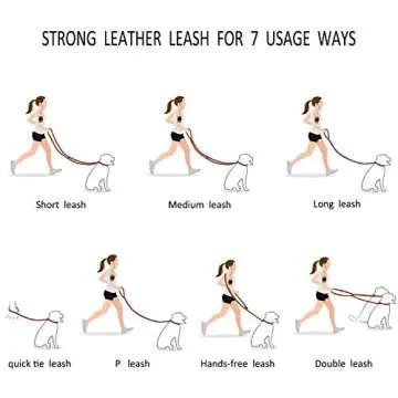 Multi Function 8ft Leather Dog Leash, Genuine Leather Leash Hands Free Leash Dog Training Leash for ...
