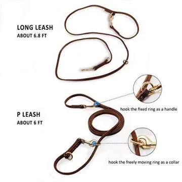 8ft Leather Dog Leash - Hands Free Multi Function Design
