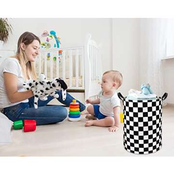 HIYAGON Boys Laundry Basket hamper Kids Storage Basket Car Toy Organizer Bins for Room Decor,Gift Basket for Bedroom(Racing Flag)