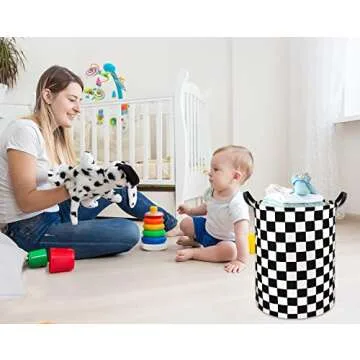 HIYAGON Boys Laundry Basket hamper Kids Storage Basket Car Toy Organizer Bins for Room Decor,Gift Basket for Bedroom(Racing Flag)