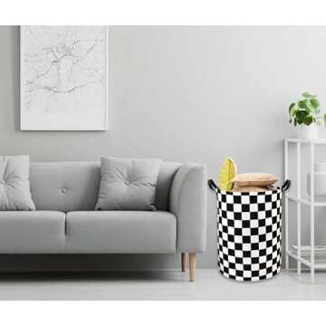 HIYAGON Boys Laundry Basket hamper Kids Storage Basket Car Toy Organizer Bins for Room Decor,Gift Basket for Bedroom(Racing Flag)