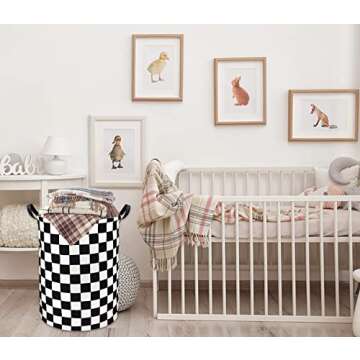 HIYAGON Boys Laundry Basket hamper Kids Storage Basket Car Toy Organizer Bins for Room Decor,Gift Basket for Bedroom(Racing Flag)