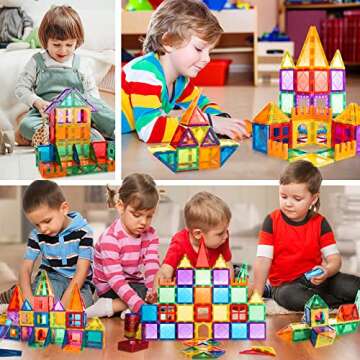 MagHub Magnetic Tiles 85 PCS Magnetic Blocks for Kids, 3D Magnetic Building Blocks, Magnetic Stacking Toys Construction Kit,STEM Toys Gift for Toddlers Children Boys Girls Ages 3 4 5 6 7 8+ Year Old