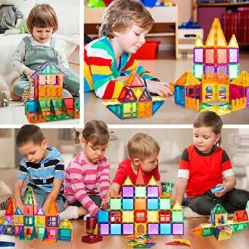 MagHub Magnetic Tiles 85 PCS Magnetic Blocks for Kids, 3D Magnetic Building Blocks, Magnetic Stacking Toys Construction Kit,STEM Toys Gift for Toddlers Children Boys Girls Ages 3 4 5 6 7 8+ Year Old