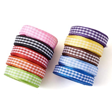Craftdady Gingham Checked Polyester Ribbon for Crafts and Gifts