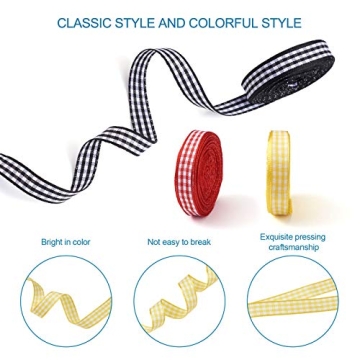 Craftdady Gingham Checked Polyester Ribbon for Crafts and Gifts