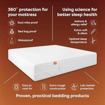 HOSPITOLOGY PRODUCTS Mattress Encasement - Zippered Bed Bug Dust Mite Proof Hypoallergenic - Sleep Defense System - Full XL - Waterproof - Stretchable - Standard 12" Depth - 54" W x 80" L