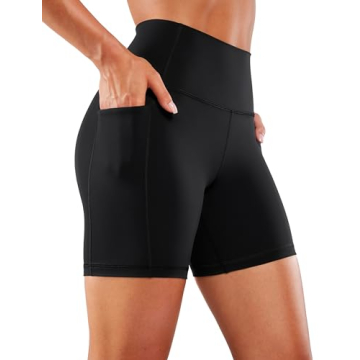 CRZ YOGA Women's Naked Feeling Biker Shorts with Pockets - Comfortable High Waisted Yoga Shorts