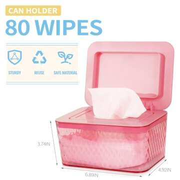 Whiidoom Wipes Dispenser: One-Handed Holder for Baby & Adult in Pink