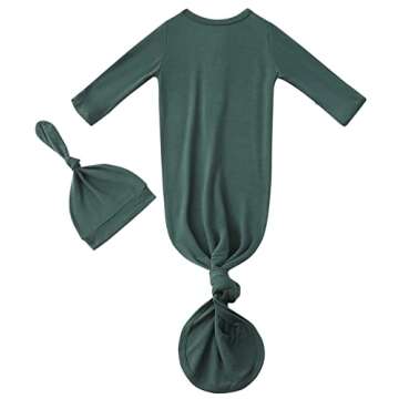 Newborn Baby Boys Girls Knotted Gown Hat Set Soft Viscose from Bamboo Infant Sleeper Baby Sleep Gown...