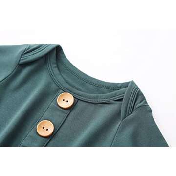Newborn Baby Boys Girls Knotted Gown Hat Set Soft Viscose from Bamboo Infant Sleeper Baby Sleep Gown with Mittens (Deep Green, 0-3 Months)