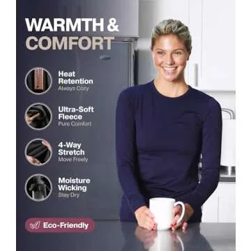 Thermajane Long Sleeve Thermal Shirts for Women Cold Weather, Womens Thermal Underwear Tops, Base La...