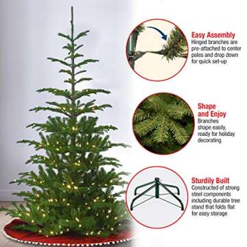 National Tree Company 'Feel Real' Pre-lit Artificial Christmas Tree | Includes Pre-strung White Lights and Stand | Norwegian Spruce - 7.5 ft