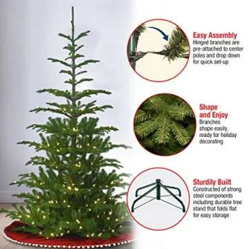 National Tree Company 'Feel Real' Pre-lit Artificial Christmas Tree | Includes Pre-strung White Lights and Stand | Norwegian Spruce - 7.5 ft