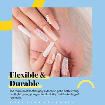 Beetles Poly Extension Gel Nail Kit Builder Gel Nail Art Design Nail Extension Gel Nail Salon All-in-One French Manicure Kit for Beginner Easy DIY at Home